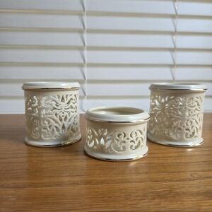 Lenox Gold Trimmed Pierced China Votives (3)